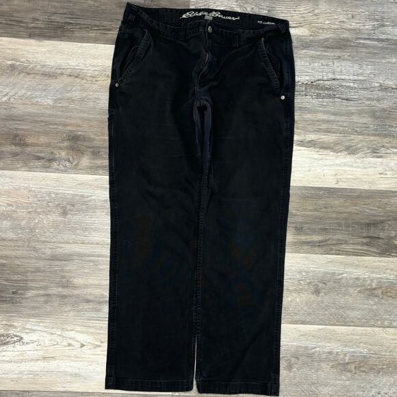 Eddie Bauer Stretch Canvas Black Mens 38x30 Classic Fit Utility Work Pants - Picture 1 of 15